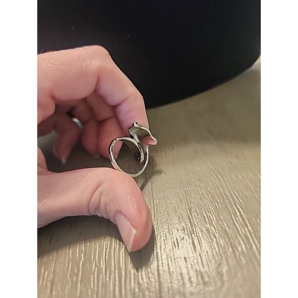 Wostu Adjustable 925 Sterling Silver Raccoon Animal Women Open Ring - Picture 3 of 4